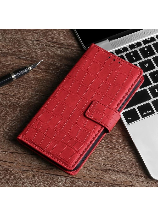 HuHa Case Cover For OPPO Realme V5 5G / Realme Q2 Skin Feel Crocodile Texture Magnetic Leather Phone Case(Red) - Image 1