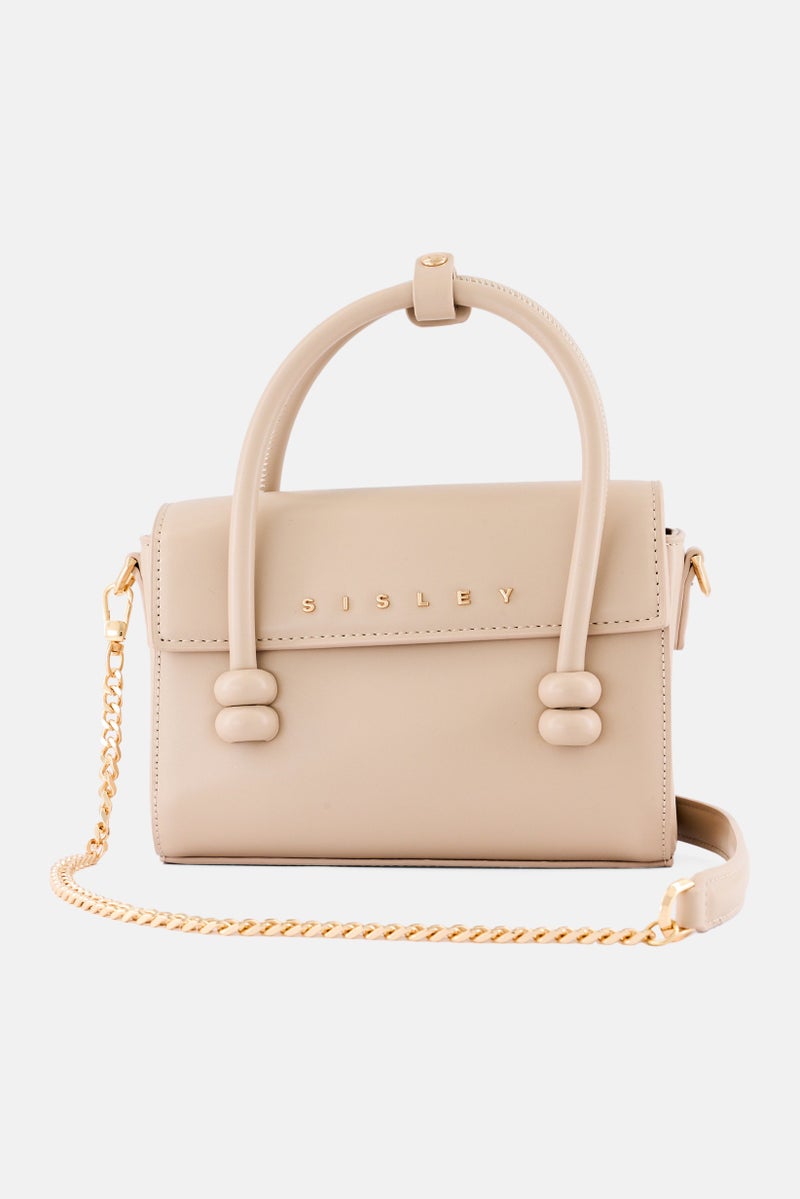 SISLEY Women Brand Logo Handbag, Light Taupe  - Image 1