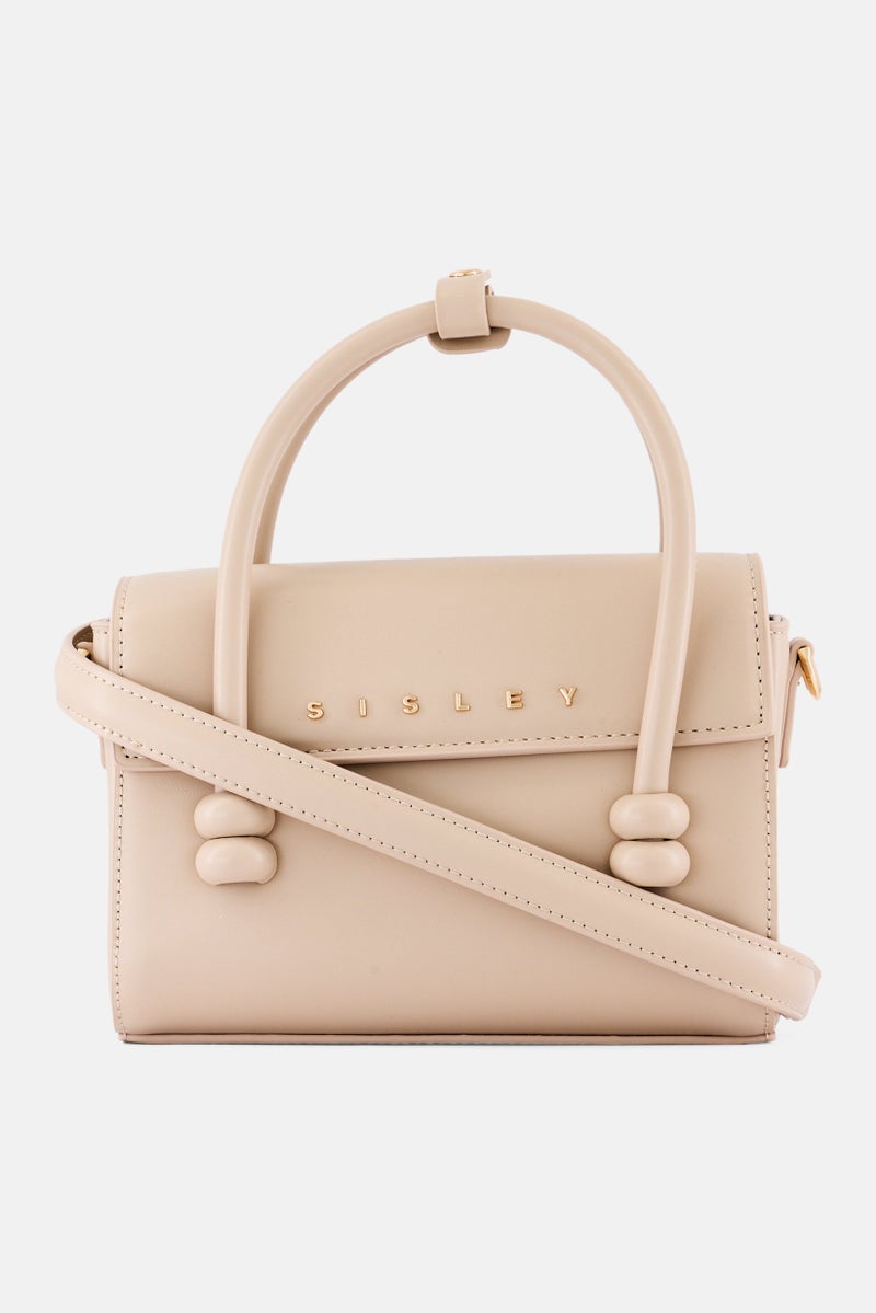 Women Brand Logo Handbag, Light Taupe