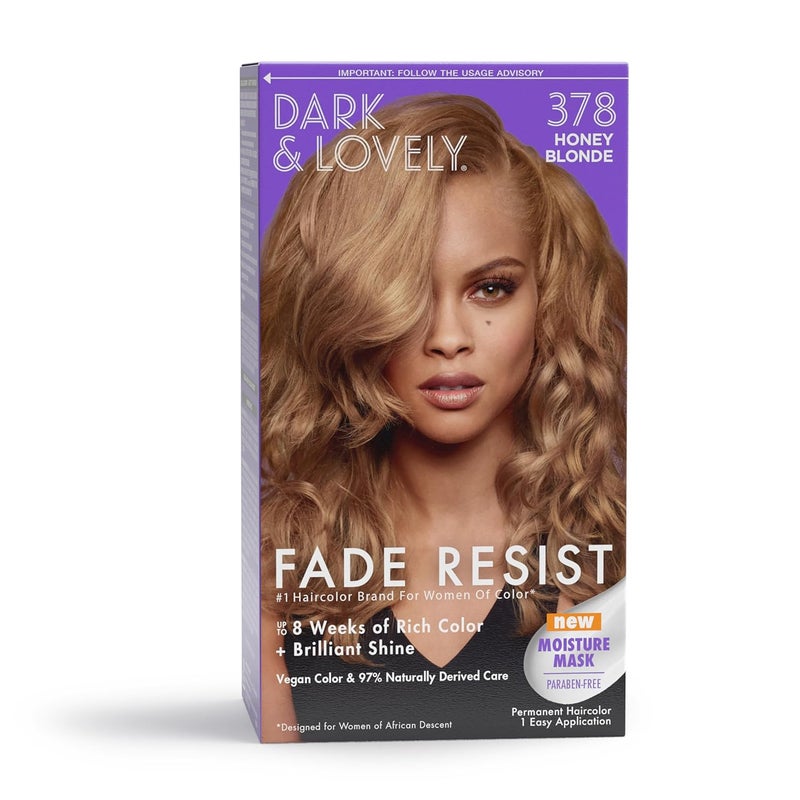 SoftSheen-Carson SoftSheenCarson Dark and Lovely Fade Resist Rich Conditioning Hair Color Permanent Hair Color Up To 100 percent Gray Coverage Brilliant Shine with Argan Oil and Vitamin E Honey Blonde 2 Count
