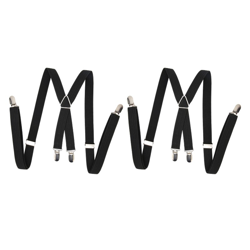 2Pcs Men Suspenders Britain Style Black X Back 2.5 to 3.3ft Stretchable Men Dress Suspenders for Business Wedding Party - Image 3