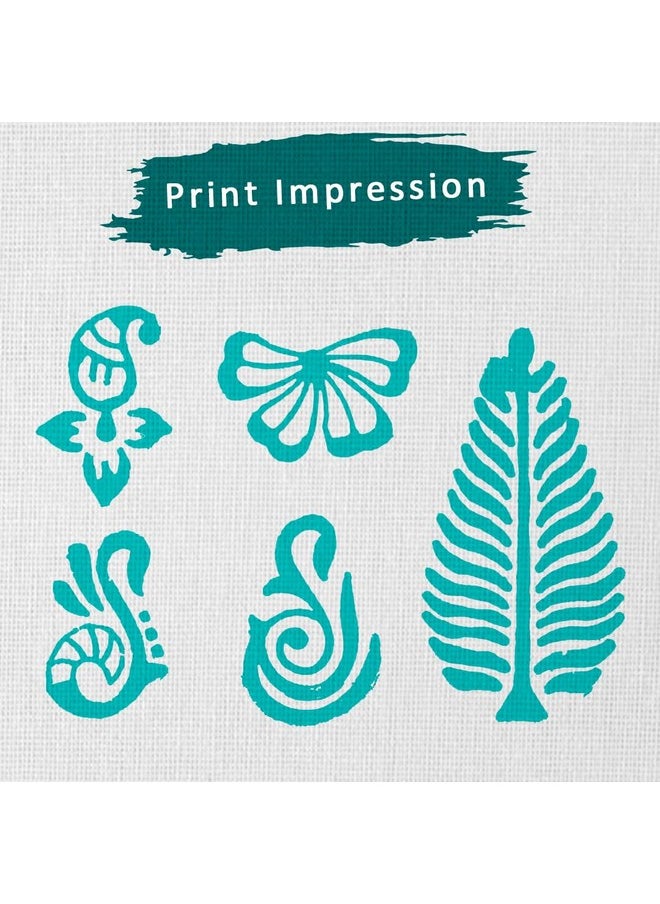 Hashcart Hashcart Wooden Indian | Set of 5 | Traditional Design Printing Stamps / Blocks for Printing Saree Border Dresses / Craft Card Making / Scrapbook / Clay Pottery  - Image 3