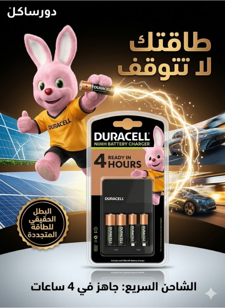 دوراسيل مجموعة طقم شاحن دوراسيل  من عبوتين   8 بطاريات قابلة للشحن - شحن سريع وآمن - Image 3