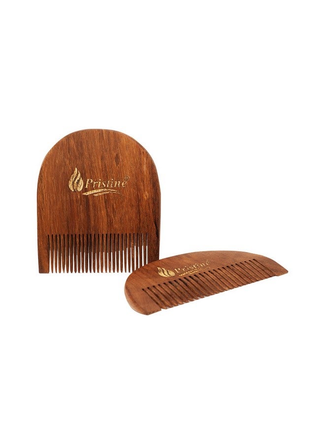 Pristine Pristine wooden beard comb 2 types of beard comb with cotton drawstring bag - Image 2