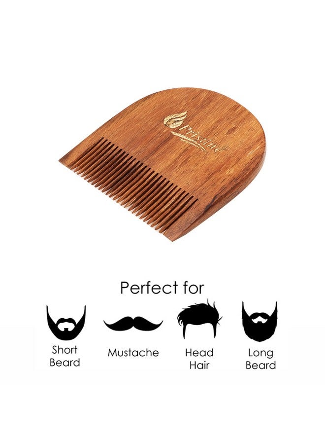 Pristine Pristine wooden beard comb 2 types of beard comb with cotton drawstring bag - Image 5