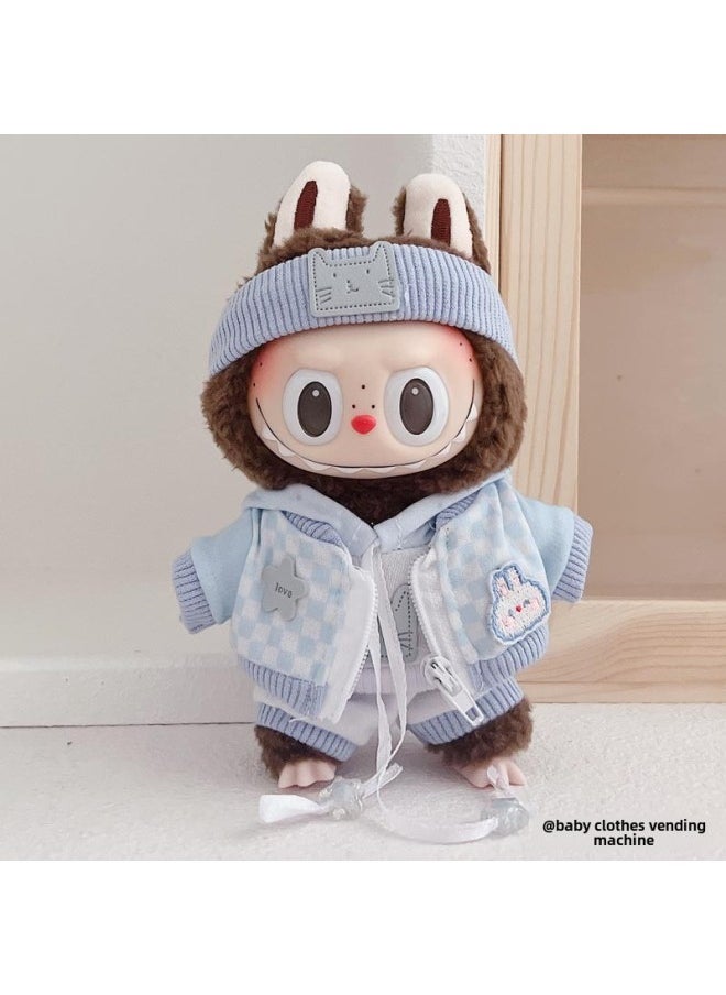 Labubu Clothes Accessories 17CM Labubu Pendant Baby Clothes Shoes Casual Suit-Specifications:For Labubu (17cm)-Color:Check Suspenders  - Image 3