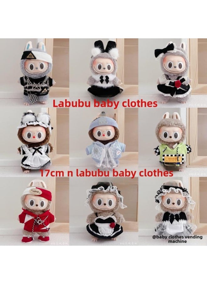 Labubu Clothes Accessories 17CM Labubu Pendant Baby Clothes Shoes Casual Suit-Specifications:For Labubu (17cm)-Color:Check Suspenders  - Image 2