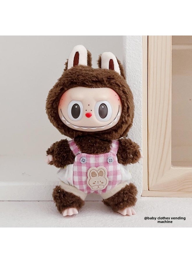 Labubu Clothes Accessories 17CM Labubu Pendant Baby Clothes Shoes Casual Suit-Specifications:For Labubu (17cm)-Color:Check Suspenders  - Image 1