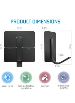 Y&D 8 Packs Stick On Hooks Heavy Adhesive Black For Hanging Robe Towel Stainless Steel Waterproof Bathroom Kitchen Wardrobe Sticky Cabinet  - Image 4