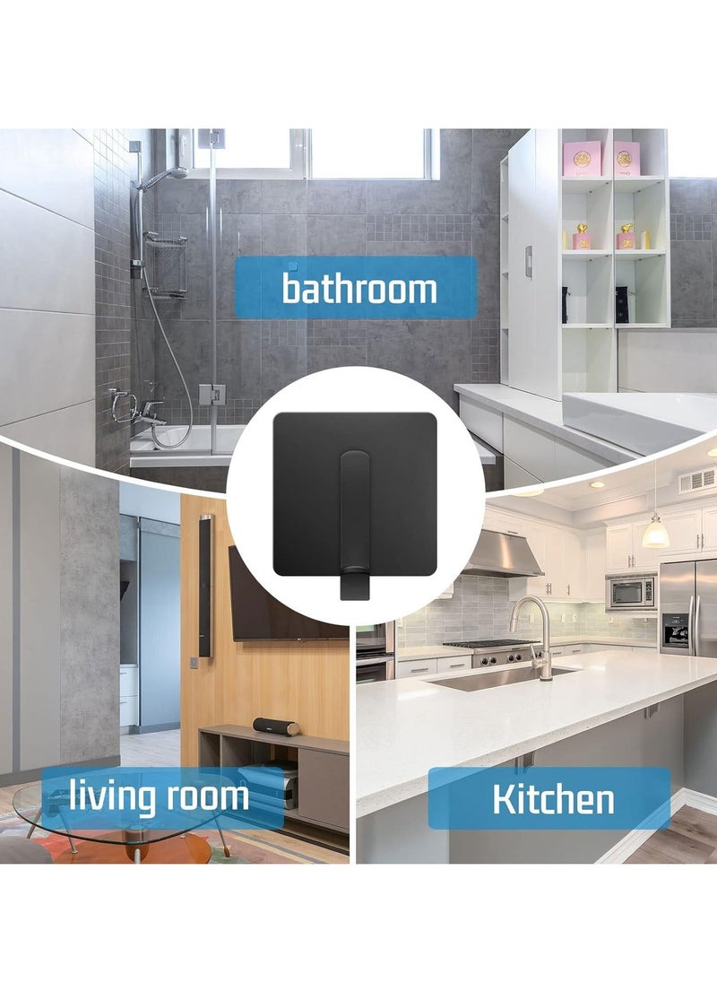 Y&D 8 Packs Stick On Hooks Heavy Adhesive Black For Hanging Robe Towel Stainless Steel Waterproof Bathroom Kitchen Wardrobe Sticky Cabinet  - Image 3