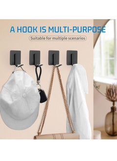 Y&D 8 Packs Stick On Hooks Heavy Adhesive Black For Hanging Robe Towel Stainless Steel Waterproof Bathroom Kitchen Wardrobe Sticky Cabinet  - Image 2