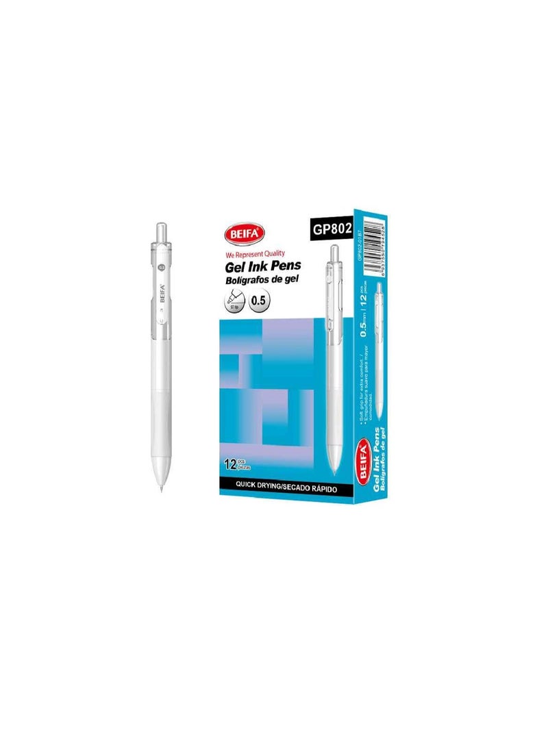 Beifa Gel Pen with Spring and Grip Quick Dry 0.5 mm blue model GP802-01B7