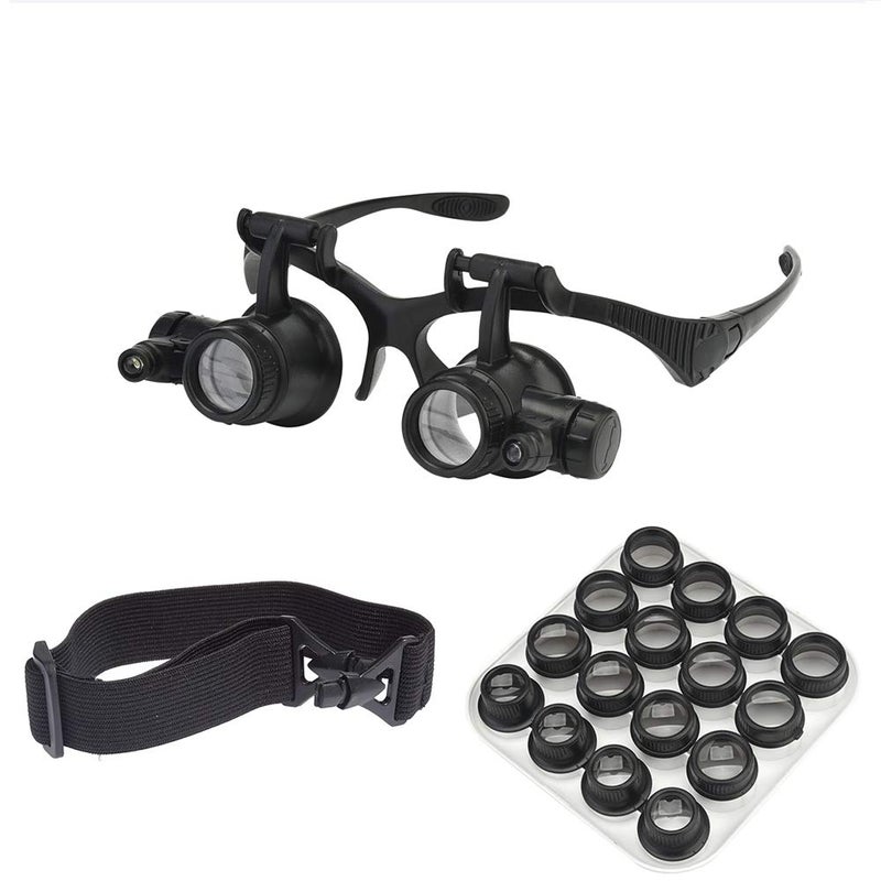 Beileshi Watch Repair Magnifier Loupe Jeweler Magnifying Glasses Tool Set with LED Light with 8 Interchangeable Lens25X 4X 6X 8X 10x 15x 20x 25x
