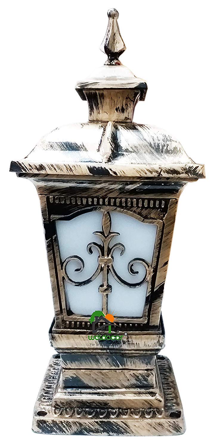 Weldecor Metal Antique Decorative Outdoor Gate LampsArchitectural Design for Main Home Gate Light WaterproofRustproof for GardenExterior Compound Wall Lights for PillerPole Lamp Post Set of 2 - Image 2