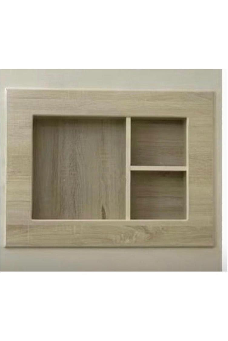 فيرونا غطاء ديكور خشبي لتغطية مكيف هواء النافذة من خشب الفورميكا المقاس للإطار الداخلي للديكور 64 سم عرض 42.5 سم ارتفاع 15 سم عمق البرواز 10 سم من كل جهة يغطي الفتحة كامل - اللون بيج - Image 1