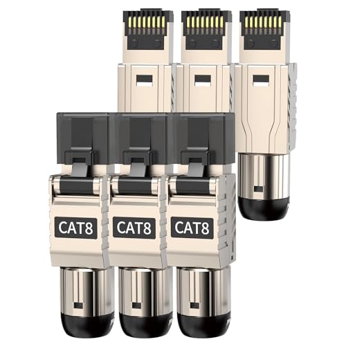 ZOERAX 6Pack RJ45 Connectors Tool Free Cat 8 Cat8 Field Termination Plug Shielded RJ45 Modular Plugs for 2000MHz 2GHz 40G Double Shielded Solid LAN Cable 22AWG24AWG - Image 1