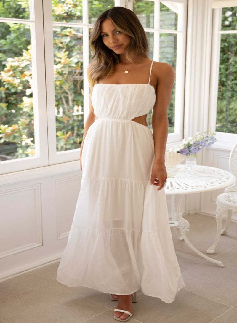 YUNIQEE White Plain/Basic Square Neck Maxi Dress  - Image 3