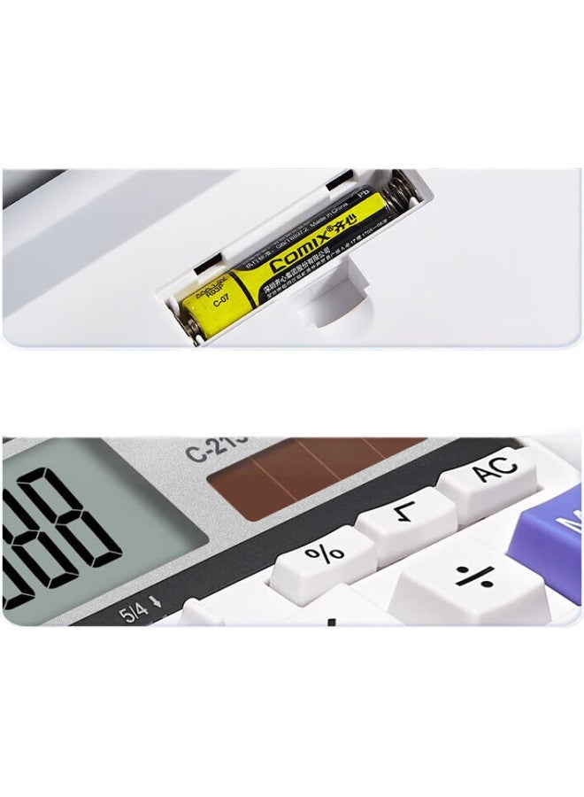 Comix Dual Power Computer Keyboard Calculator, 12-Digit Large Screen Horizontal Calculator, Suitable For Financial And Bank Staff, Office Supplies, White C-2135 - Image 2