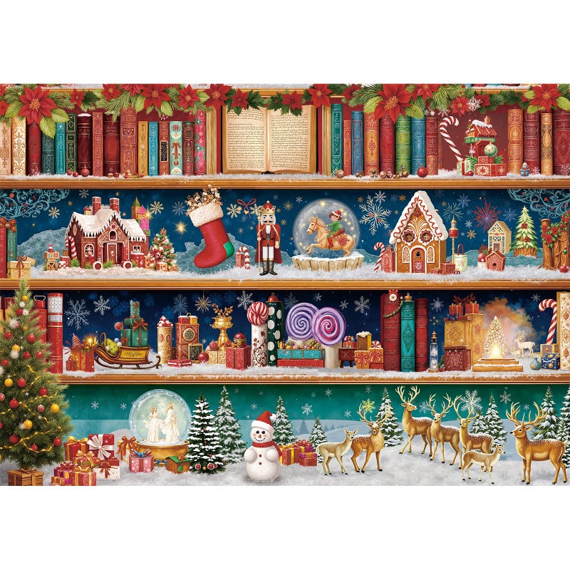 Libeder Christmas Bookshelf Puzzles for Adults 500 Pieces, Christmas Home Decor Birthday Party Gift Jigsaw Puzzle - Image 2