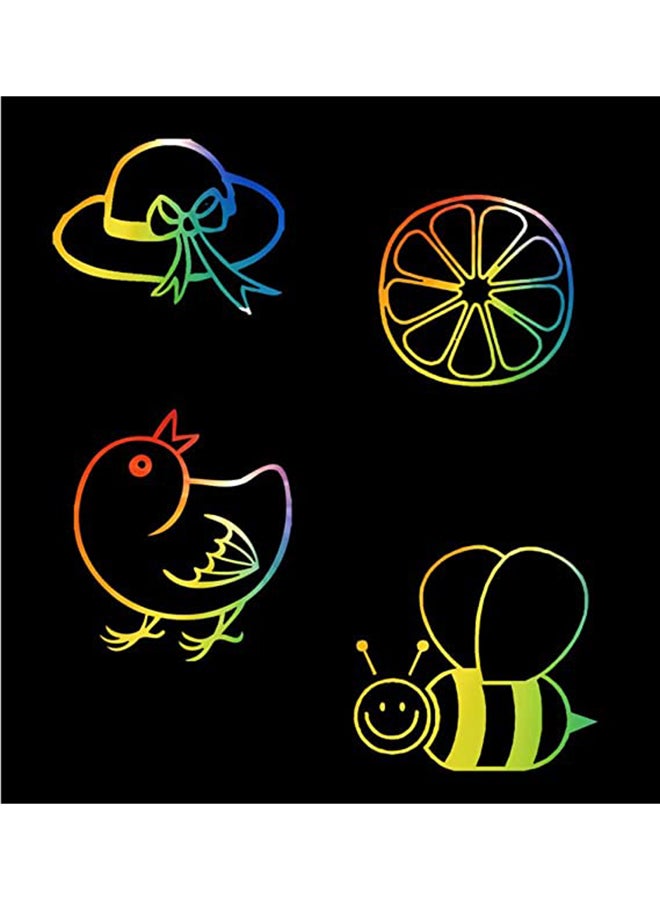 Loquat 4-Piece Scratch Art Notebooks Set With Rainbow Color Scratch Off Papers And Stencils - Image 4