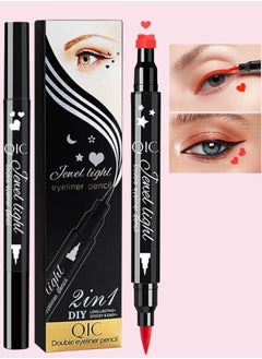 QIC 2 in 1 Double Head Eyeliner Pencil Eyeliner Stamp Waterproof Liquid Eyeliner Set Liquid Double Head Eyeliner Long Lasting Make Up Set Speedy and Easy Double Eyeliner Pencil 08  - Image 1