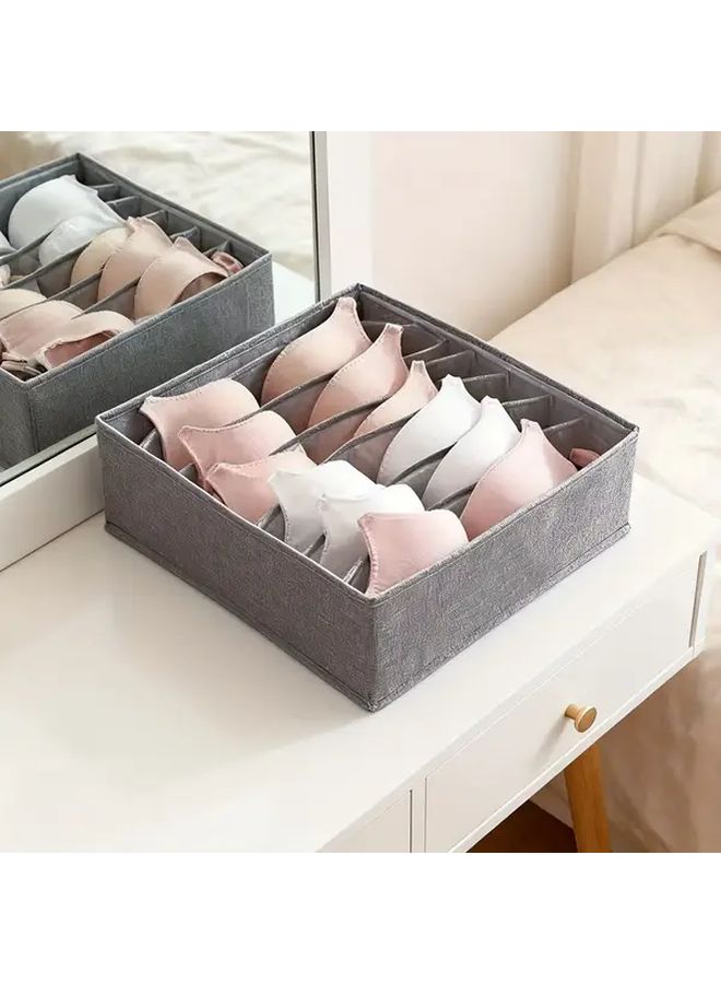 Grey Small 24 Grid Collapsible Fabric Underwear Organizer Box with Multi-Compartment Storage Durable Canvas - Image 2