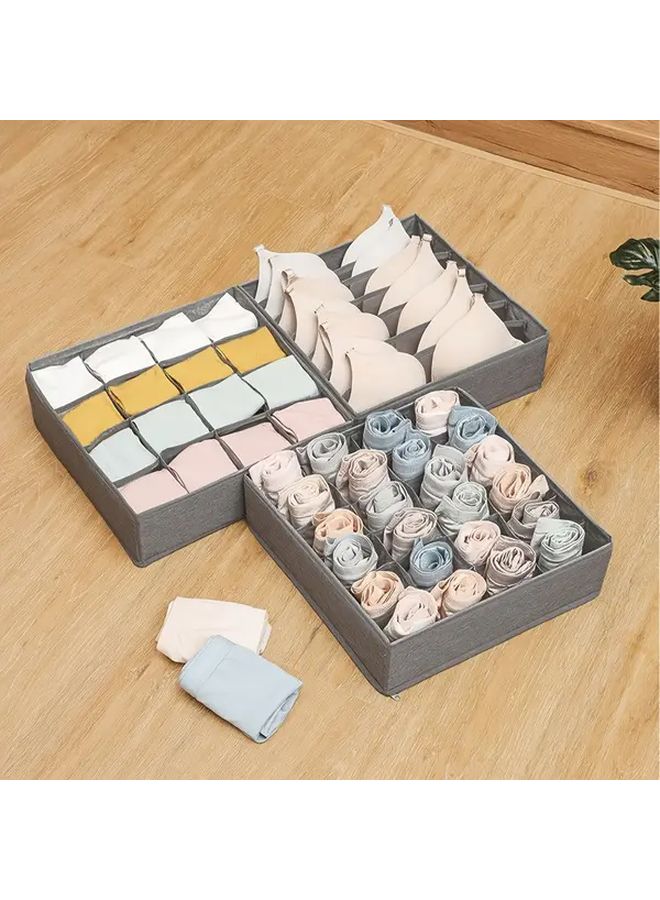Grey Small 24 Grid Collapsible Fabric Underwear Organizer Box with Multi-Compartment Storage Durable Canvas - Image 5