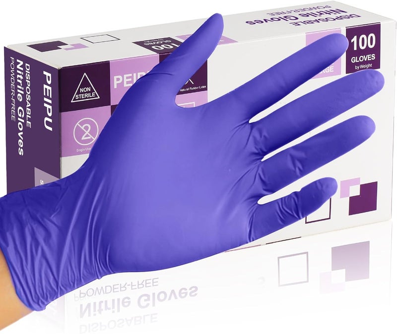 PEIPU Nitrile Gloves, Disposable Cleaning Gloves, Powder Free, Latex Free, Single Use Non-Sterile Protective Gloves for Cooking, Cleaning & More. - Image 1