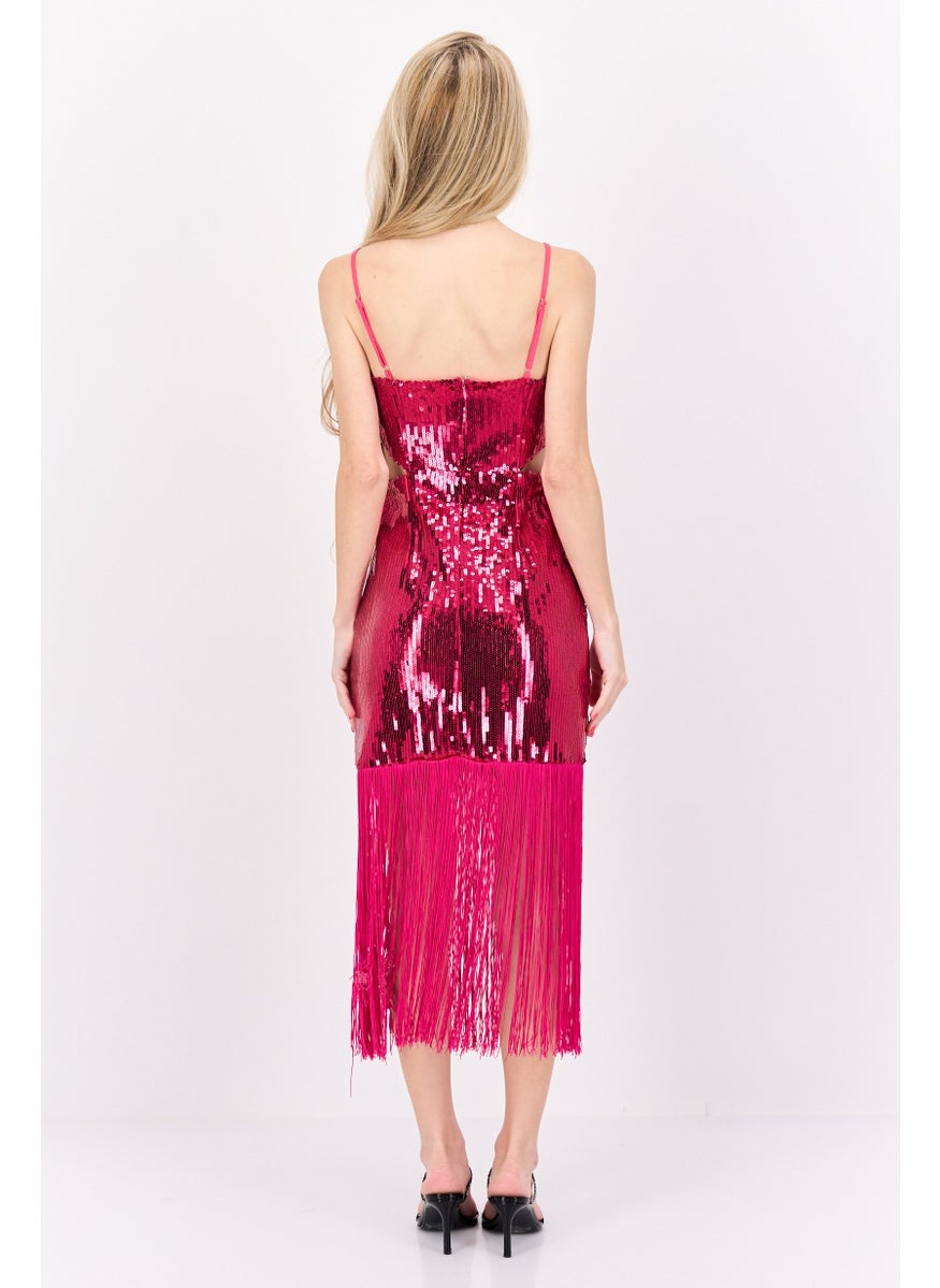 Collective The Label Women Sequins Midi Party Dress, Pink  - Image 4