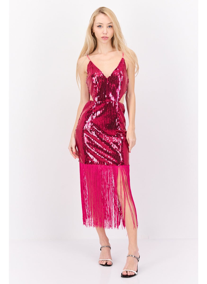 Collective The Label Women Sequins Midi Party Dress, Pink  - Image 1