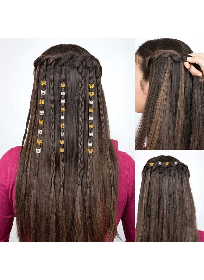 Depend - Braid Bead Braid Ring Clip 200PCS Braid Metal Cuff Ornaments (Silver And Gold) - Image 1