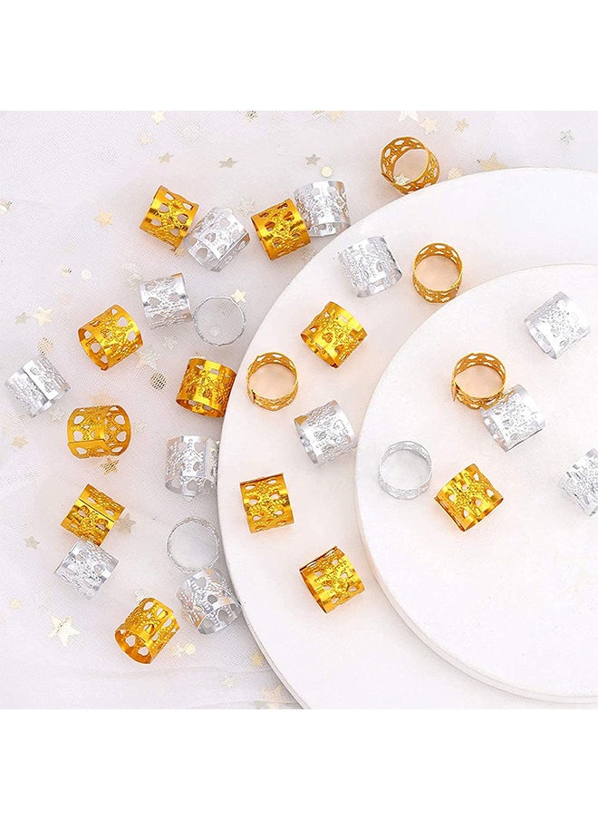 Depend - Braid Bead Braid Ring Clip 200PCS Braid Metal Cuff Ornaments (Silver And Gold) - Image 1