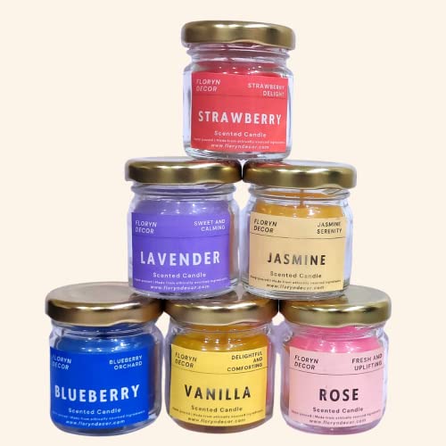 Floryn Decor Candles Set of 24 Scented Candles for Home Decor in Small Glass Jars | Perfect Scented Candles Gift Set | Fragrance Candles for Home Decor | for Meditation, & Relaxation Sze - 5H x 4W cm - Image 4