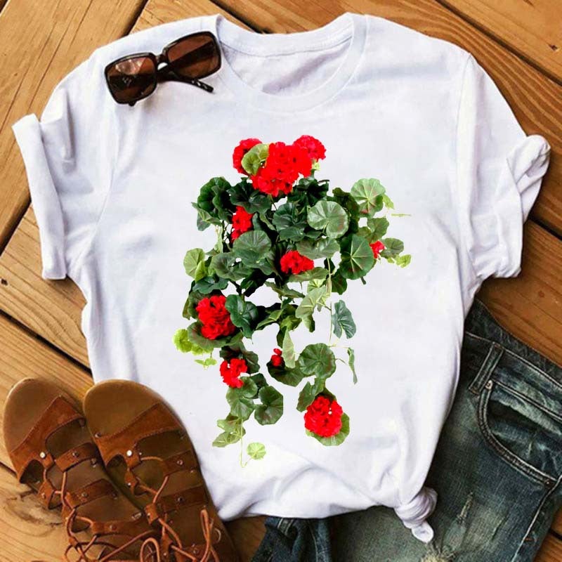 [Same Day Delivery] Cross-Border Supply T-Shirt Printed T-Shirt Women's Short-Sleeved Women's Clothing - Image 1