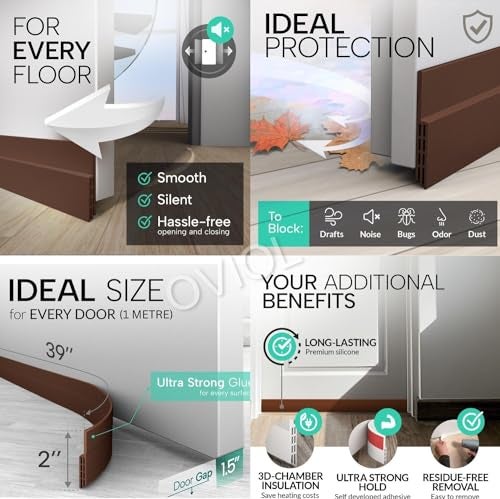 OVIOL Door Bottom Sealing Strip Self-Adhesive Under Gap Filler Rubber Dust Stopper for Home Door Gap Sealing Strip Cockroach Insect Bugs Draft Stopper Waterproof (1 MTR Pack of 1, Brown) - Image 3