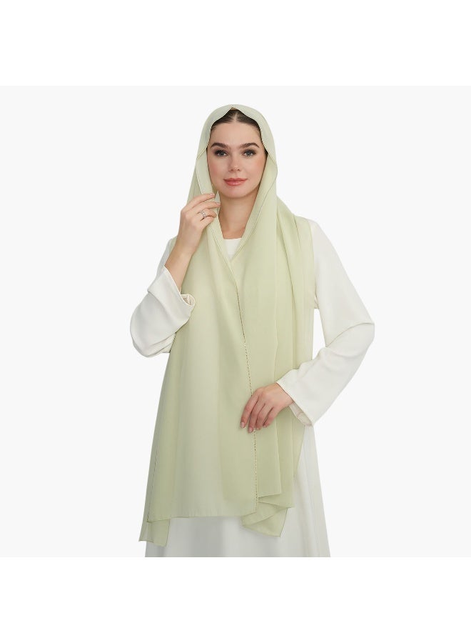 LIFESTYLE Embellished Hijab in Light Green for Women - Image 2