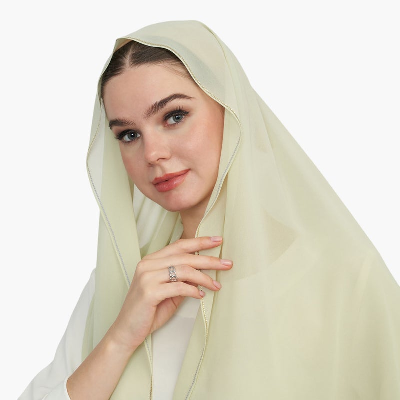LIFESTYLE Embellished Hijab in Light Green for Women - Image 1