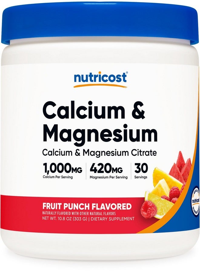 Nutricost Calcium Magnesium Powder (Fruit Punch, 30 Servings) - Bone Support, Non-GMO, Gluten Free (from Calcium Citrate and Magnesium Citrate) - Image 1
