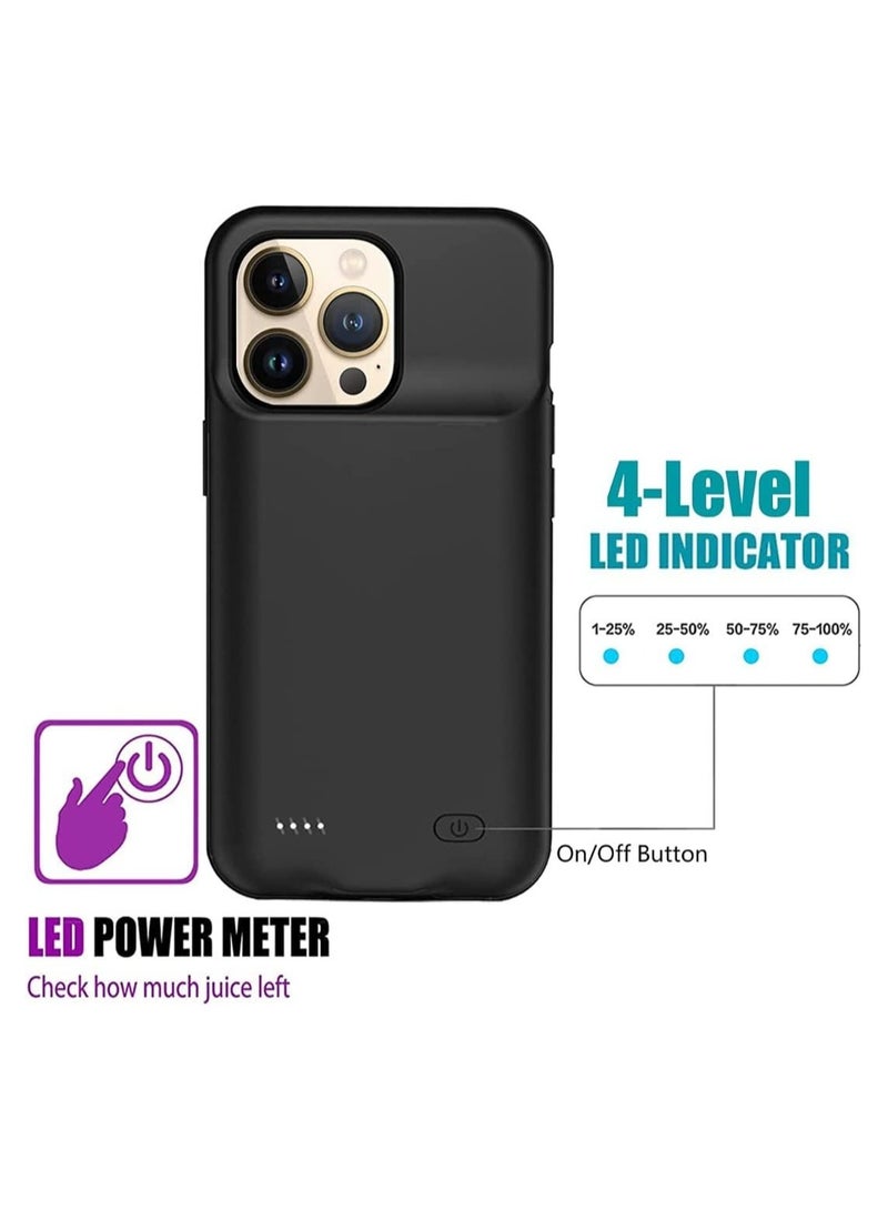 ELTRAZONE Battery Case for iPhone 14 Pro Max, 4500mAh Rechargeable Portable Charging Case for iPhone 14 Pro Max (6.7 inch) Extended Battery Pack Protective Charger Case (Black) - Image 2