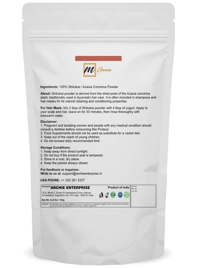 mGanna 100% Pure Shikakai/Acacia Concinna Powder for Hair Care | Natural Hair Cleanser & Conditioner 100 GMS / 0.22 LBS - Image 2