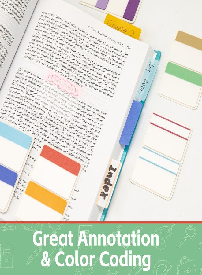 KICNIC 2 Inch Sticky Tabs Index Tabs 480 Pieces, Colored Reading Tabs Self Adhesive, Arrow Flags Pages Markers for Binder, Books, File Folders and Notebook [12 Colors] Writable, Repositionable - Image 2