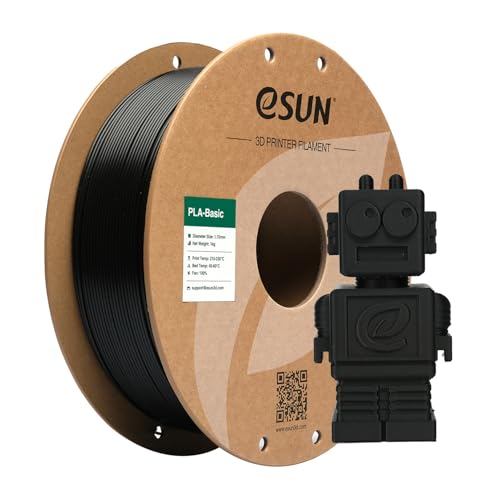 eSUN PLA Basic Filament 1.75mm, 3D Printer Filament High Speed PLA for Fast Printing, 1KG Spool (2.2 LBS) 3D Printing Filament for High Speed 3D Printers, Black - Image 1
