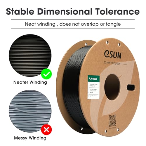 eSUN PLA Basic Filament 1.75mm, 3D Printer Filament High Speed PLA for Fast Printing, 1KG Spool (2.2 LBS) 3D Printing Filament for High Speed 3D Printers, Black - Image 2