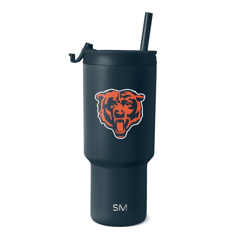 Simple Modern Officially Licensed NFL Chicago Bears 30 oz Tumbler with Flip Lid and Straws Insulated Cup Stainless Steel Gifts for Men Women Trek Collection Chicago Bears - Image 2