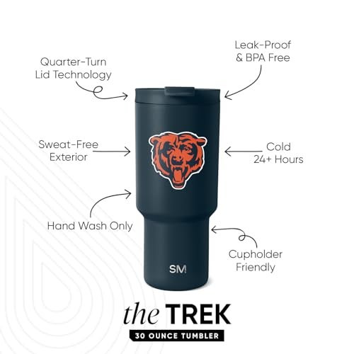 Simple Modern Officially Licensed NFL Chicago Bears 30 oz Tumbler with Flip Lid and Straws Insulated Cup Stainless Steel Gifts for Men Women Trek Collection Chicago Bears - Image 3
