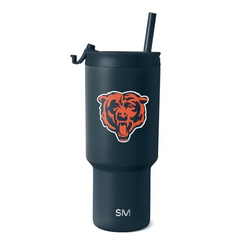 Simple Modern Officially Licensed NFL Chicago Bears 30 oz Tumbler with Flip Lid and Straws Insulated Cup Stainless Steel Gifts for Men Women Trek Collection Chicago Bears - Image 1