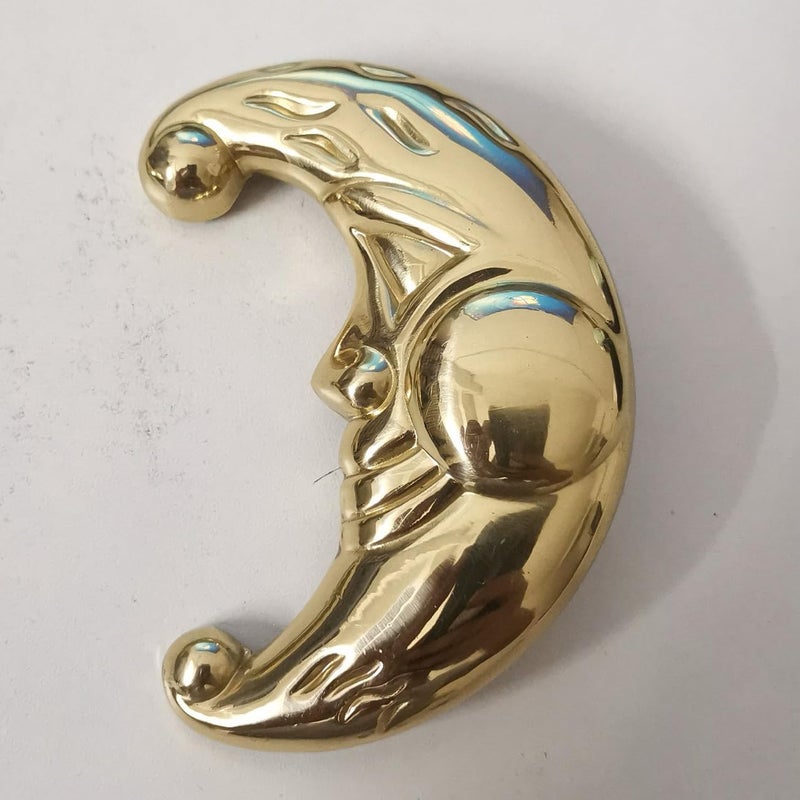 Qijoys Drawer Knobs Brass Sun Moon Decoration - Antique Brass Cabinet Knobs & Pulls for Kitchen, Bathroom, Dresser, Wardrobe - Easy Install (Golden) - Image 3