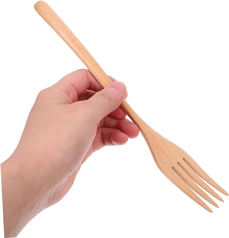 OUNONA Wooden Salad Fork with Long Handle Ergonomic Kitchen Utensil for Cooking and Serving Multi-use Wood Fork for Fruit and Salad Elegant Design for Various Occasions - Image 2