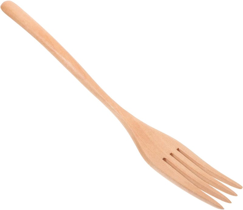 OUNONA Wooden Salad Fork with Long Handle Ergonomic Kitchen Utensil for Cooking and Serving Multi-use Wood Fork for Fruit and Salad Elegant Design for Various Occasions - Image 1