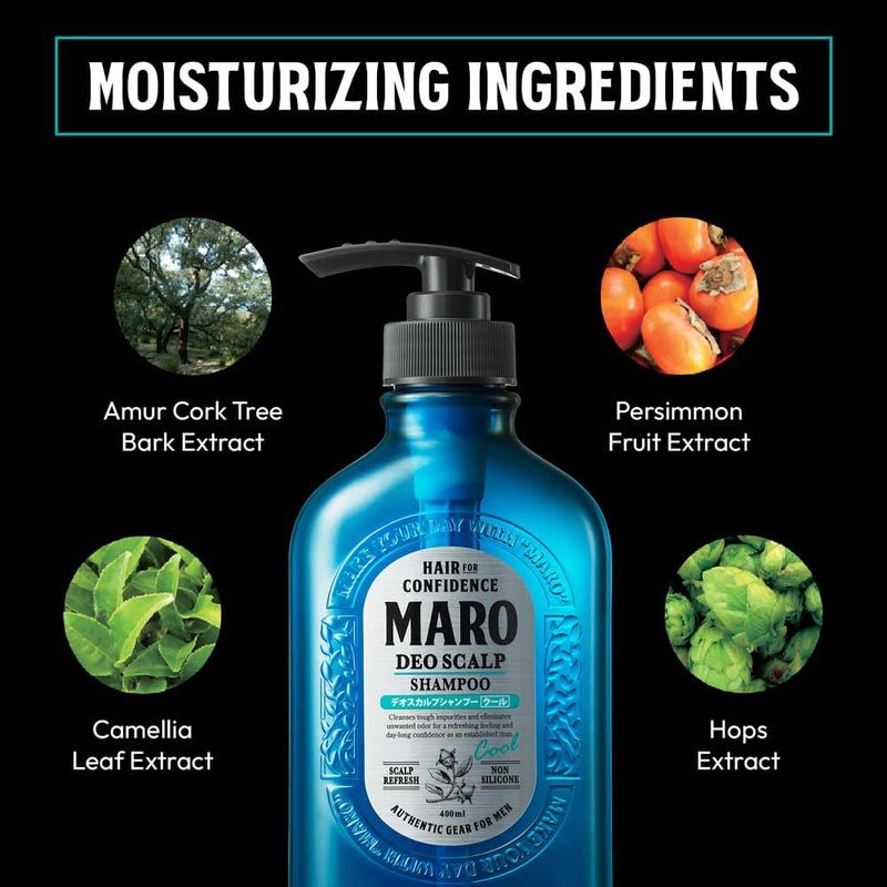 MARO Deo Scalp Shampoo - Soothing Cool Shampoo Cleanser Designed to Remove Dirt & Odor at the Root - Refreshes & Hydrates Scalp, Prevents Flakes & Itchiness - Gift for Men - 13.5 oz / 400 ml (2 Pack) - Image 3